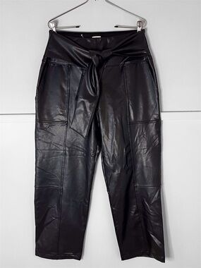 Joie Waist Tie Faux Leather Tummy Control Slim Effect Pants NWOT